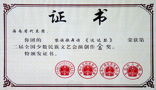 2001年省民族歌舞团集体奖
